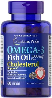 Puritan's Pride Omega-3 Fish Oil Plus Cholesterol Support 60 капс. Омега-3