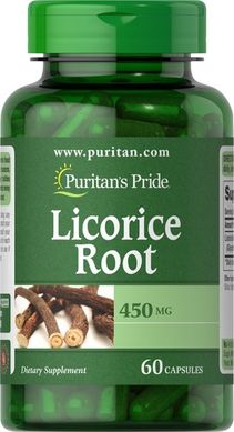 Puritan's Pride  Licorice Root 450 mg 60 капсул Солодка корінь (Licorice)
