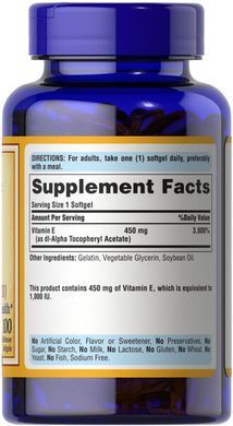 Puritan's Pride Vitamin E 450 mg 100 рідких капсул Вітамін Е