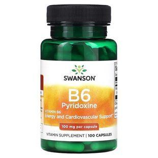 Swanson Vitamin B6 100 mg 100 капсул Піридоксин (B-6)