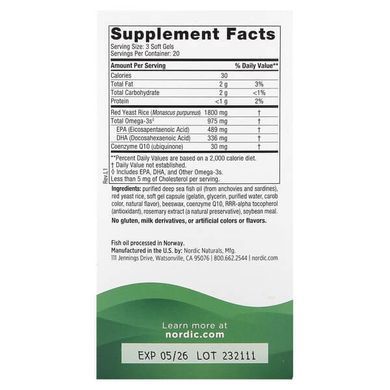 Nordic Naturals Cholesterol Support Omega 975 mg 60 рідких капсул Омега 3