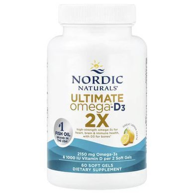 Nordic Naturals Ultimate Omega-D3 2X (2150 mg/1000 IU) 60 рідких капсул Омега-3