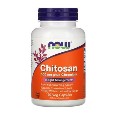 NOW Chitosan Plus Chromium 500 mg 120 капсул Хітозан