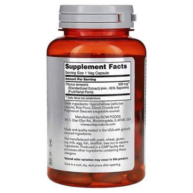 NOW Tribulus 500 mg 100 Veg Capsules Трибулус