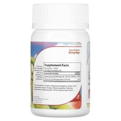 Zahler Junior D3 & K2 2000IU/30mcg Peach Apricot 90 жевательных таблеток Витамин D3 + K-2