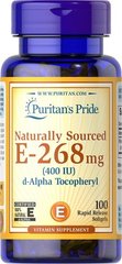 Puritan's Pride Vitamin E-400 iu Naturally Sourced 100 капсул Витамин Е