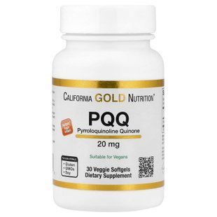 California Gold Nutrition PQQ 20 mg 30 растительных капсул Пирролохинолинхинон (PQQ)