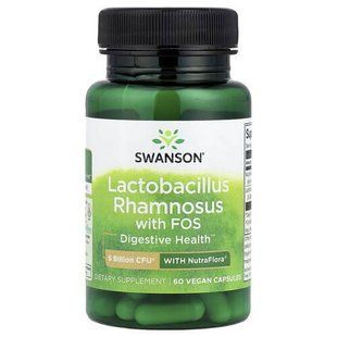Swanson Lactobacillus Rhamnosus With FOS 5 Billion CFU 60 рослинних капсул Пробіотики та пребіотики