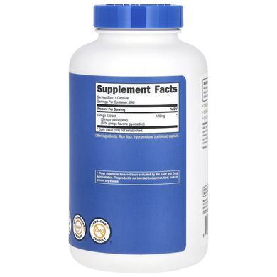 Nutricost Ginkgo Biloba 120 mg 240 капсул Гінкго Білоба