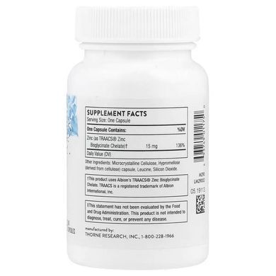 Thorne Zinc Bisglycinate 15 mg 60 капсул Цинк