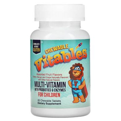 Vitables Chewable Multivitamins with Probiotics & Enzymes for Children 60 табл Комплекс мультивітамінів для дітей