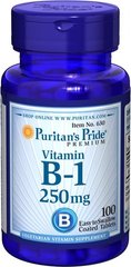 Puritan's Pride Vitamin B-1 250 mg 100 табл. Тиамин (В-1)