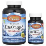Carlson Wild Norwegian Elite Omega-3 Gems&reg; Lemon 120 рідких капсул Омега-3