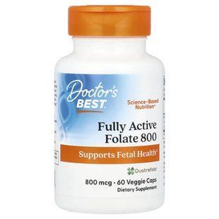 Doctor's Best Folate 800 with Quatrefolic 800 mcg 60 вегетаріанських капсул Фолієва кислота (B-9)