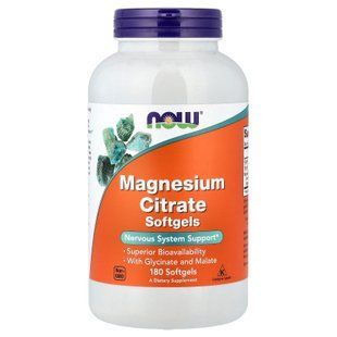 NOW Magnesium Citrate 134 mg 180 жидких капсул Магний