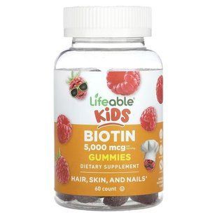 Lifeable Kids Biotin 5,000 mcg 60 жевательных конфет (03.2027) Биотин (B-7)