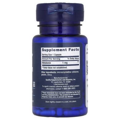 Life Extension Melatonin 1 mg 60 капсул Мелатонін
