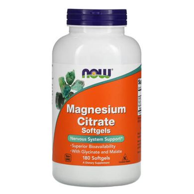 NOW Magnesium Citrate 134 mg 180 жидких капсул Магний
