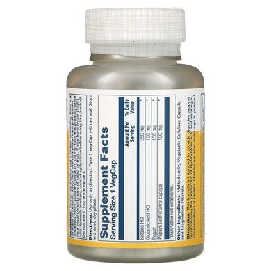 Solaray Betaine HCL with Pepsin 250 mg 180 капс. Бетаин