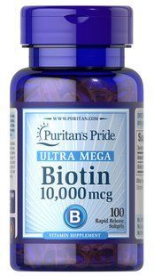 Puritan's Pride Biotin 10,000 mcg 100 softgels Биотин (B-7)