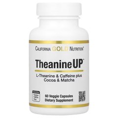 California Gold Nutrition L-Theanine & Caffeine plus Cocoa & Matcha 60 капсул Теанін