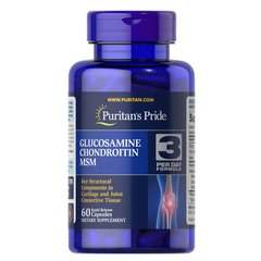 Puritan’s Pride Glucosamine Chondroitin MSM Double Strength 60 капсул Глюкозамін і хондроїтін