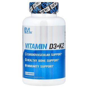 EVLution Nutrition Vitamin D3+K2 5000IU/90mcg 60 капс. Витамин D3 + K-2