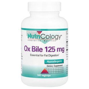 Nutricology Ox Bile 125 mg 180 растительных капсул Желчные кислоты