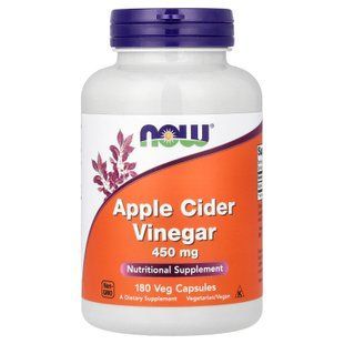 NOW Apple Cider Vinegar 450 mg 180 капсул Яблучний оцет
