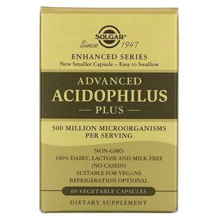 Solgar Advanced Acidophilus Plus 60 капсул Пробіотики та пребіотики
