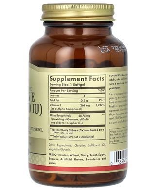 Solgar Vitamin E 268 mg (400 IU) Mixed Tocopherols 100 рідких капсул Вітамін Е