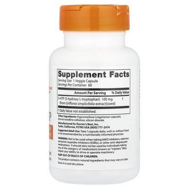 Doctor's Best 5-HTP 100 mg 60 растительных капсул 5-HTP