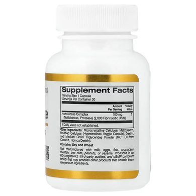 California Gold Nutrition Nattokinase 2,000 FUs 30 рослинних капсул Наттокіназа (Nattokinase)