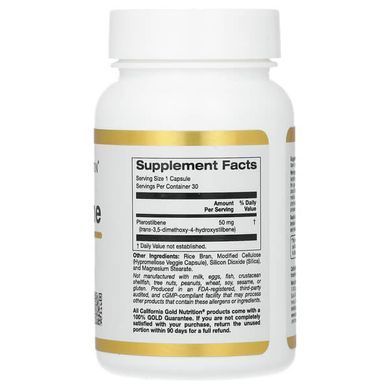 California Gold Nutrition Pterostilbene 50 mg 30 рослинних капсул Ресвератрол