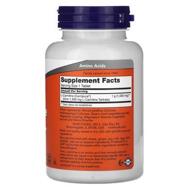 NOW L-Carnitine 1,000 mg 50 таблеток L-Карнитин