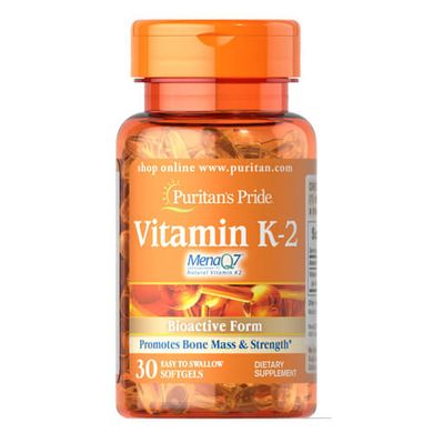 Puritan's Pride Vitamin K-2 (MenaQ7) 100 mcg 30 капсул Витамин K