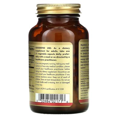 Solgar Pantothenic Acid 550 мг 100 капсул Пантотенова кислота (B-5)