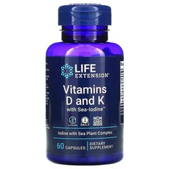 Life Extension Vitamins D and K with Sea-Iodine 60 капсул Вітамін D3 + K-2