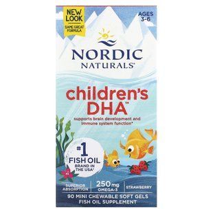 Nordic Naturals Children's DHA Strawberry 90 жевательных мини-капсул Омега-3 для детей