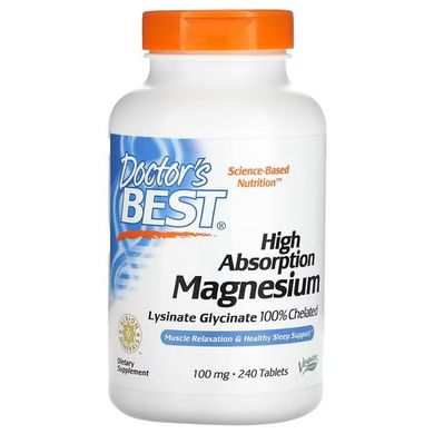 Doctor's Best High Absorption Magnesium 100 mg 240 таблеток Магній