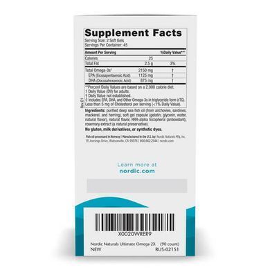 Nordic Naturals Ultimate Omega 2X (2150 mg) 90 рідких капсул Омега-3