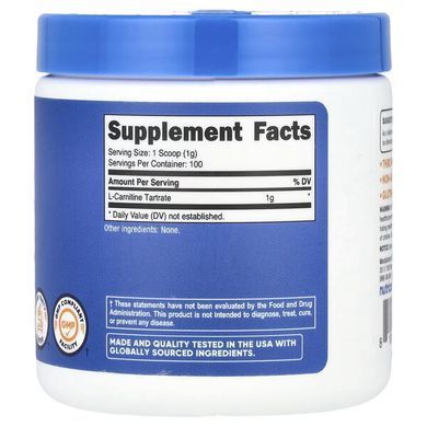 Nutricost L-Carnitine Tartrate 100 g L-Карнитин