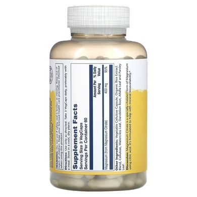Solaray Magnesium Citrate 400 mg 180 капс. Магний