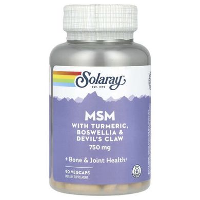 Solaray MSM with Turmeric, Boswellia & Devil's Claw 750 mg 90 VegCaps МСМ