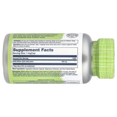 Solaray White Willow 400 mg 100 VegCaps Другие экстракты