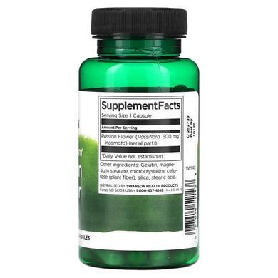 Swanson Passion Flower Full Spectrum 500 mg 60 капсул Пасифлора
