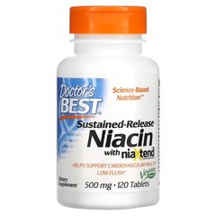 Doctor's Best Sustained-Release Niacin with niaXtend 500 mg 120 таблеток Ніацин (B-3)