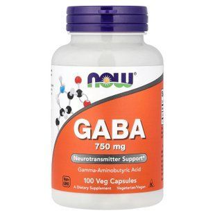 NOW GABA 750 mg 100 Veg Capsules GABA