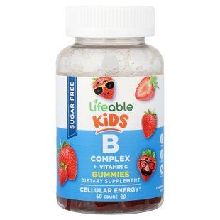 Lifeable Kids B Complex + Vitamin C (Sugar Free) 60 жувальних цукерок Комплекс вітамінів групи В