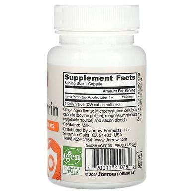 Jarrow Formulas Lactoferrin Freeze Dried 250 mg 30 капсул Молозиво (Colostrum) та Лактоферин